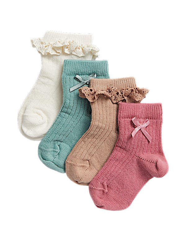4pk Cotton Rich Frill Socks (0-3 Yrs)