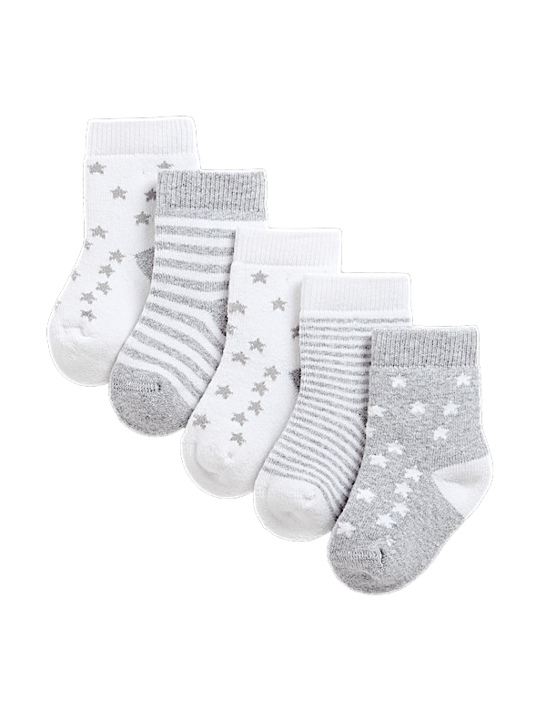 5pk Cotton Rich Terry Star Socks (0-2 Yrs)