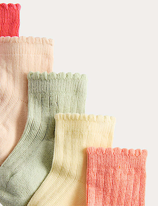 5 Pack Cotton with Stretch Frill Socks - LU