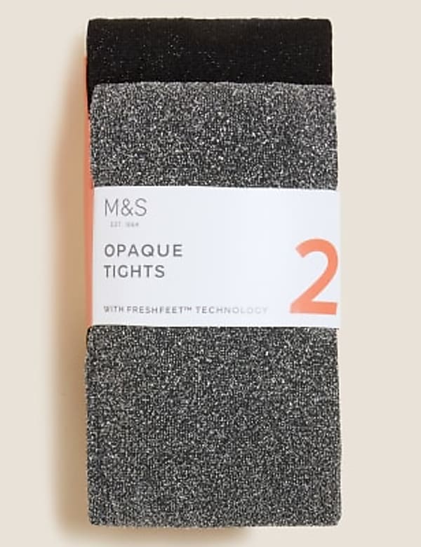 2pk 40 Denier Sparkle Tights (2-14 Yrs)