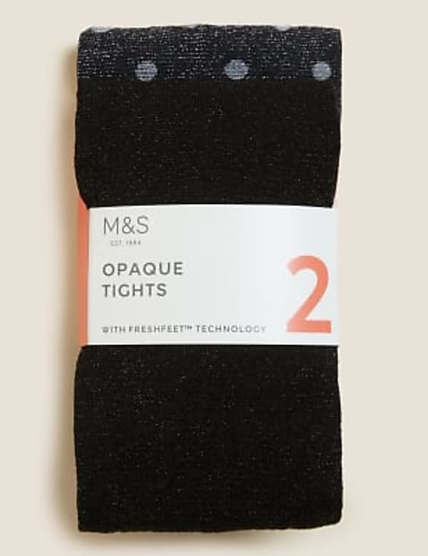 2pk Sparkle Opaque Tights (3 - 14 Yrs)
