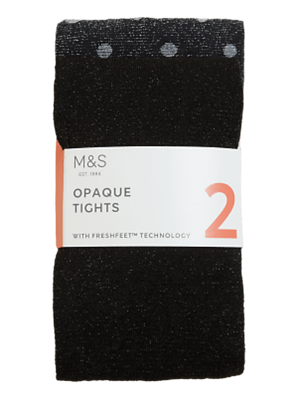 2pk Sparkle Opaque Tights (3 - 14 Yrs)