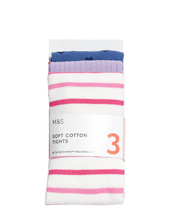 3pk Cotton Rich Assorted Tights (2-14 Yrs)