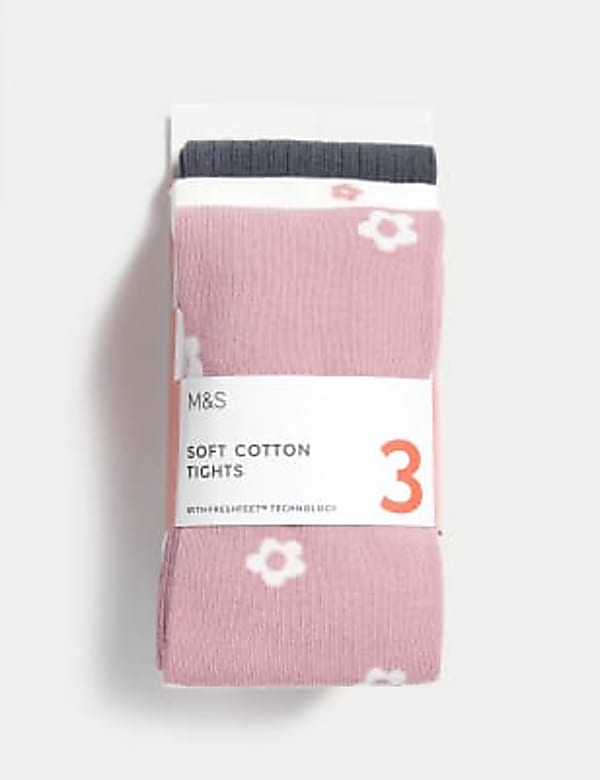 3pk Cotton Rich Daisy Tights 2 14 Yrs MULTI Tights M S GR