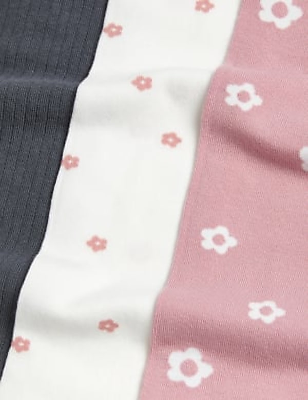 3pk Cotton Rich Daisy Tights (2-14 Yrs)