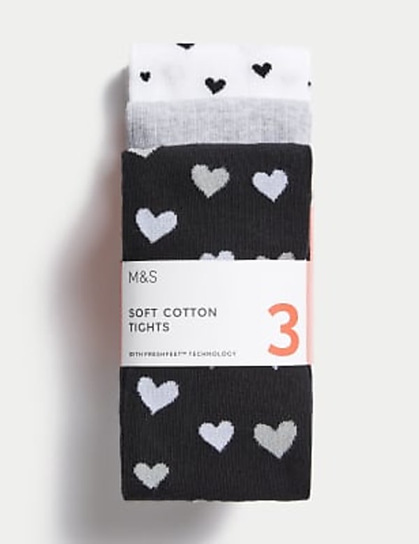 3pk Cotton Rich Heart Tights 2 14 Yrs