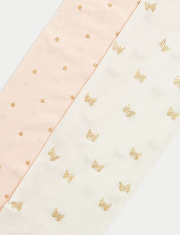 2pk 40 Denier Patterned Sparkle Tights (2-14 Yrs)