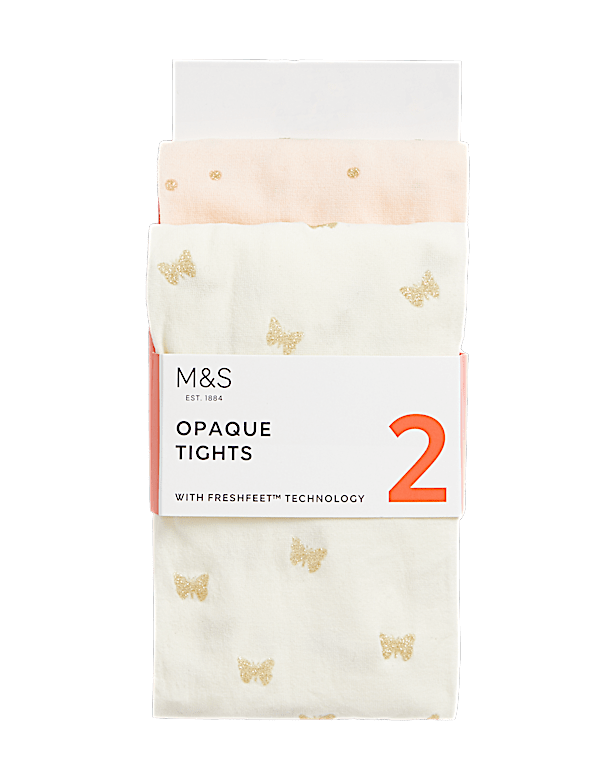 2pk 40 Denier Patterned Sparkle Tights (2-14 Yrs)