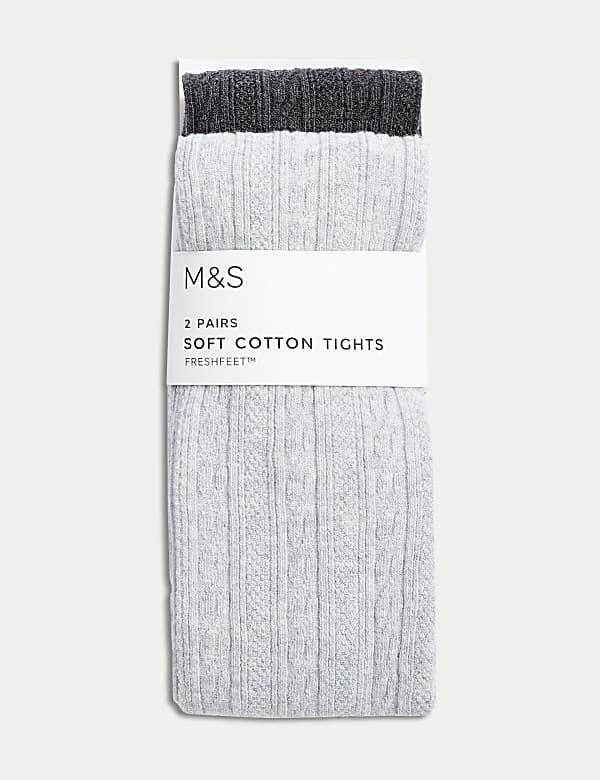 2pk Cotton Rich Cable Tights (2-14 Yrs) - US