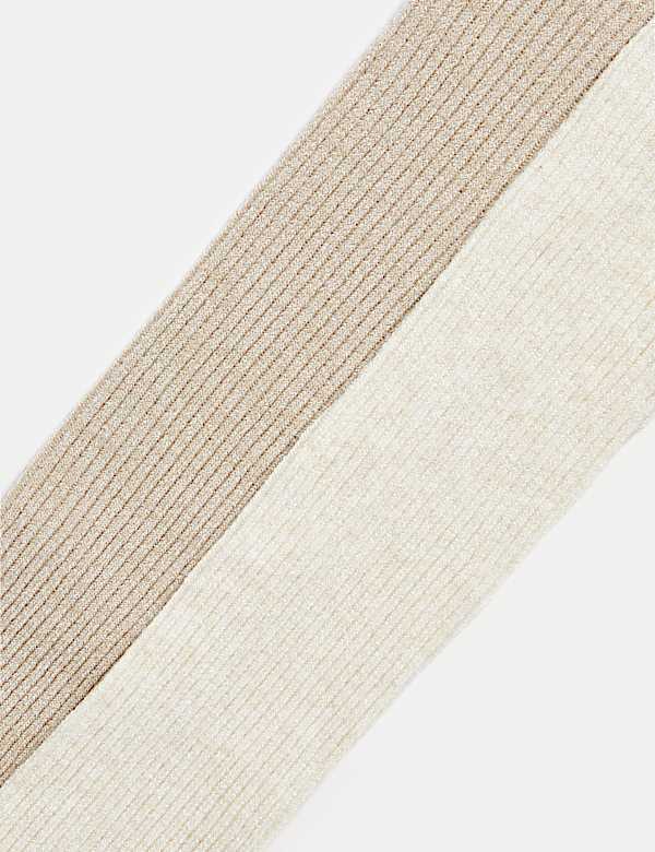 2pk Cotton Rich Ribbed Glitter Tights (2-14 Yrs)