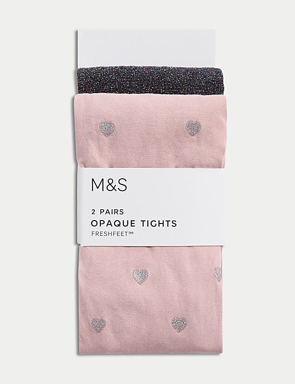 2pk Pink & Charcoal Sparkly Tights (2-14 Yrs)