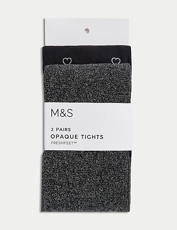 2pk Black Sparkly Tights 2 14 Yrs