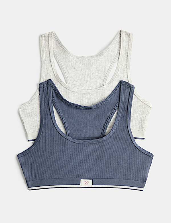 2 Pack Cotton Rich Ribbed Racerback Crop Tops (7-16 Yrs)
