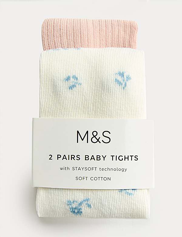 2pk Cotton Rich Tights (0-3 Yrs) - TW