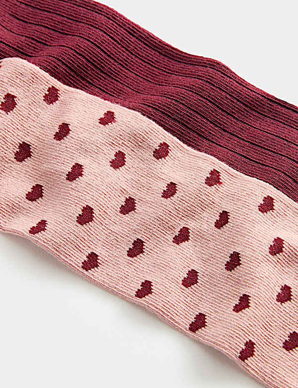 2pk Cotton Rich Pink Heart & Ribbed Tights (0-3 Yrs) - UA