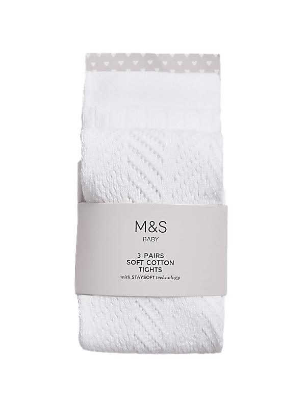 3 Pack of Pelerine, Ribbed & Plain White Tights (0-2 Yrs)