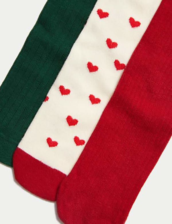 3pk Cotton Rich Christmas Tights