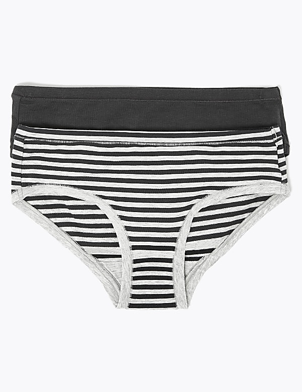 2 Pack Striped Knickers (6-16 Years)