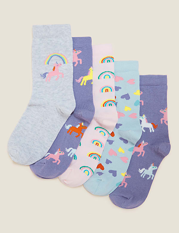 5pk Cotton Rich Unicorn Socks