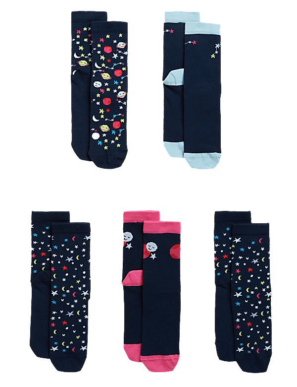 5pk Cotton Rich Space Socks
