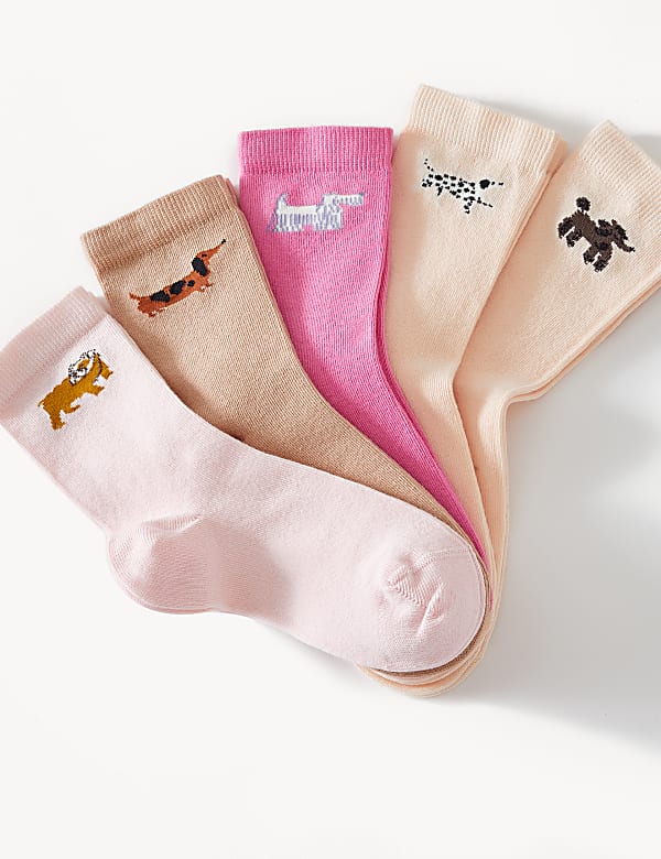 5pk Cotton Rich Dog Socks