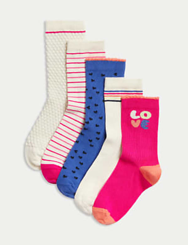 5pk Cotton Rich Patterned Socks - MX