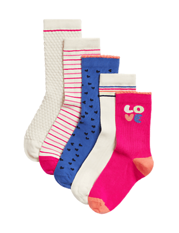 5pk Cotton Rich Patterned Socks
