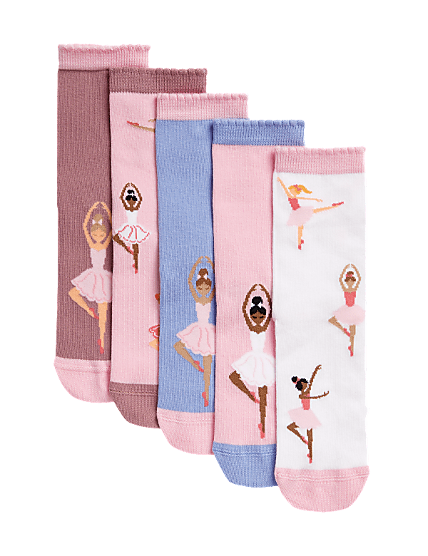5pk Cotton Rich Sports Rib Fruit Socks (6 Small - 7 Large)