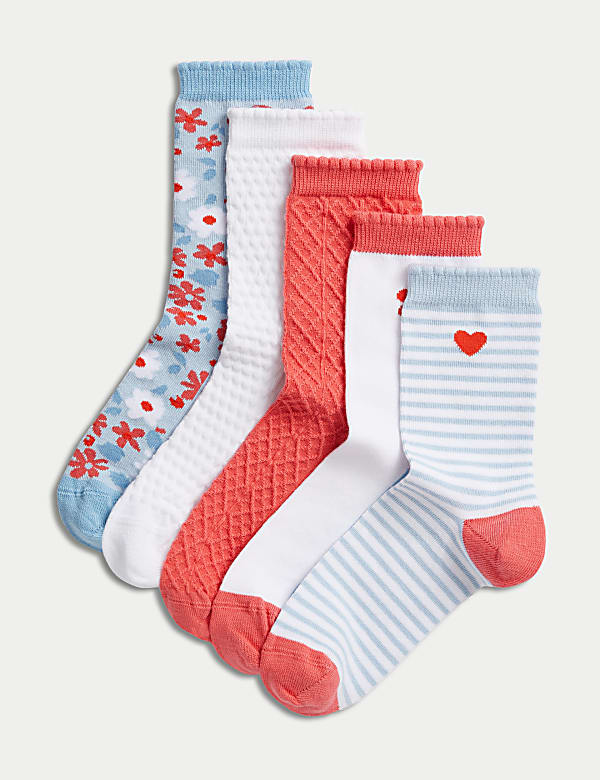 5pk Cotton Rich Assorted Socks (6 Small - 7 Large) - NZ