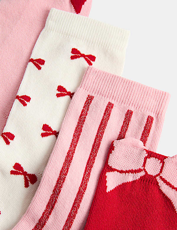 4 Pack Cotton Rich Bow Socks  - UA