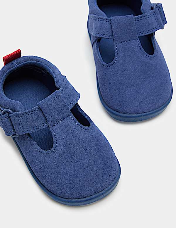 Baby Suede Riptape T Bar Barefoot (2 Small - 5 Small) - BN