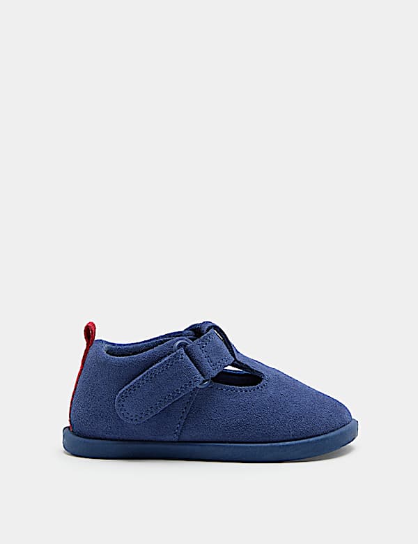 Baby Suede Riptape T Bar Barefoot (2 Small - 5 Small) - BN