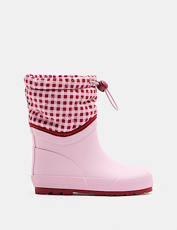Kids' Quilted Check Cuff Wellies (4 Small-2 Large) - MV