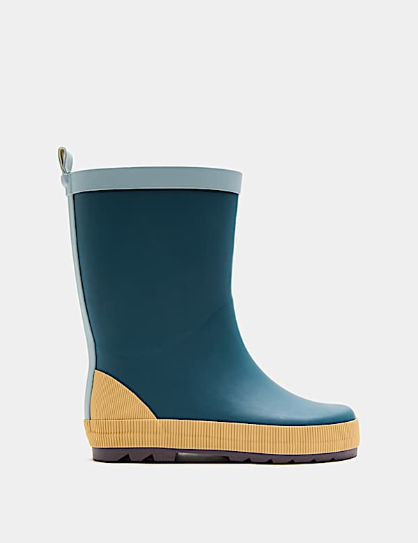 Kids' Colour Block Ribbed Wellies (4 Small - 2 Large) - CA