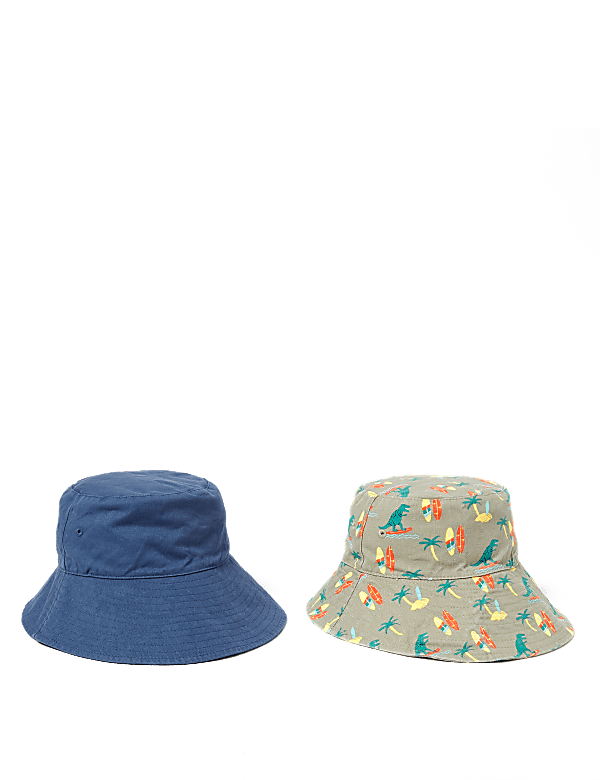 Kids' 2 Pack Pure Cotton Dinosaur Sun Hats