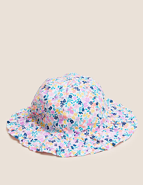 Kids' Pure Cotton Floral Sun Hat (0-6 Yrs)