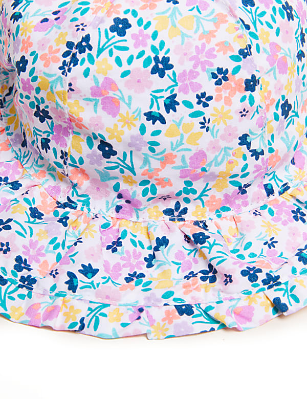 Kids' Pure Cotton Floral Sun Hat (0-6 Yrs)