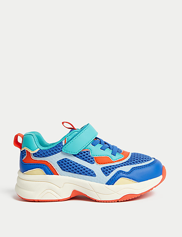 Kids Chunky Riptape Trainers 4 Small 2 Large BLUE Trainers M S IL