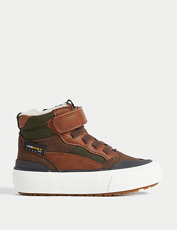 Kids Riptape High Tops 4 Small 7 Large BROWN MIX Trainers M S CA