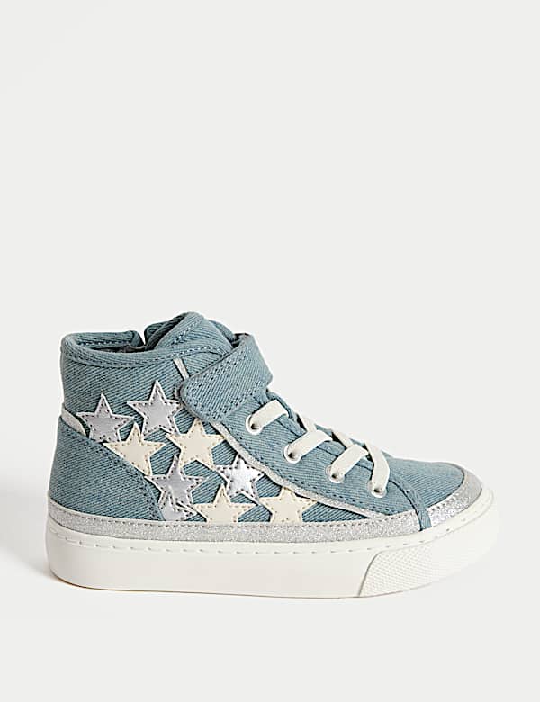 Kids’ Denim Star High Top Trainers (4 Small - 2 Large) - CZ