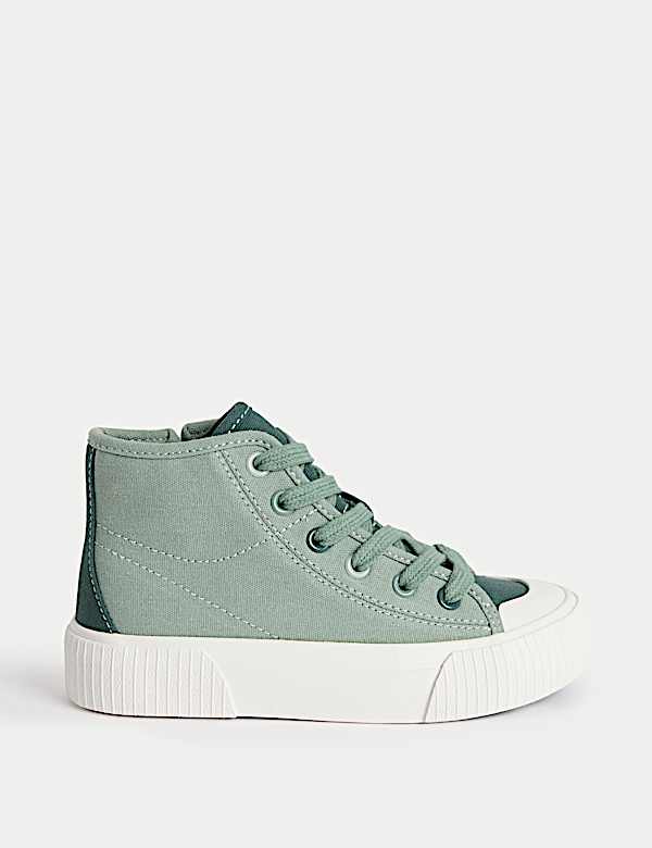 Kids' Canvas Freshfeet™ High Top Trainers (4 Small - 7 Large) - BN