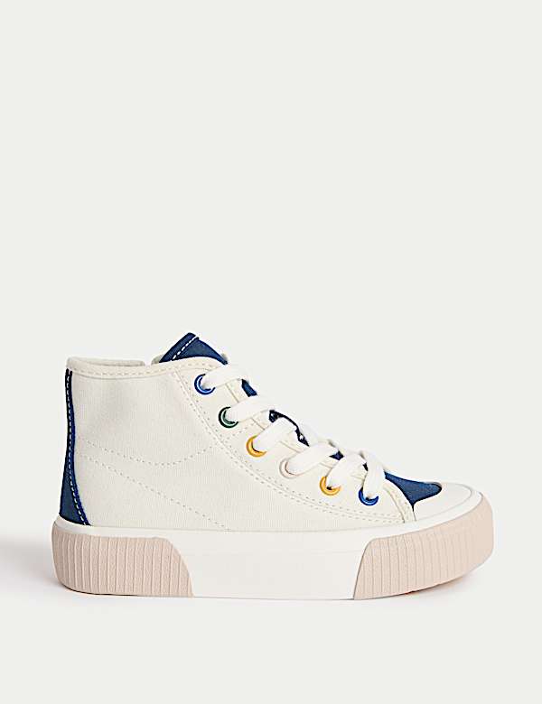 Kids' Canvas Freshfeet™ High Top Trainers (4 Small - 7 Large) - GR