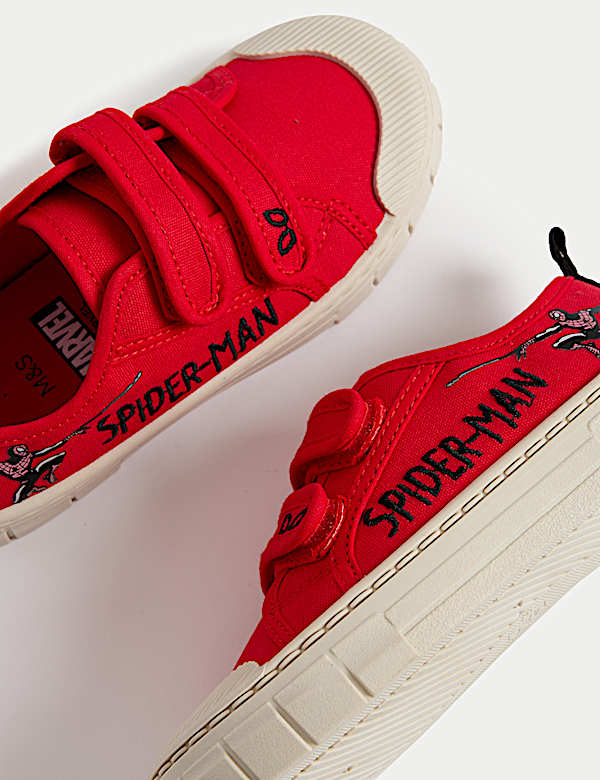 נעלי ספורט לילדים עם רצועת סקוץ' ועיטור ™Spider-Man (4 סמול - 2 לארג') - IL