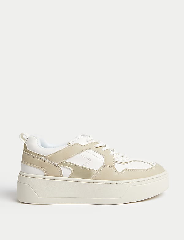 White trainers with platform on sale