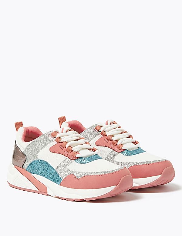 Kids' Chunky Sparkle Lace Up Trainers