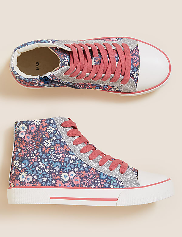 Kids' Floral Glitter High Tops (13 Small - 6 Large)