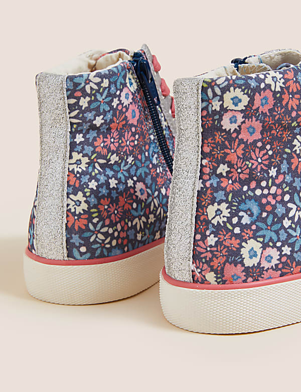 Kids' Floral Glitter High Tops (13 Small - 6 Large)
