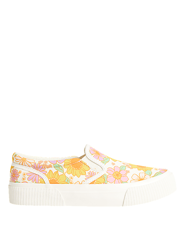 Kids' Canvas Floral Slip-on Pumps