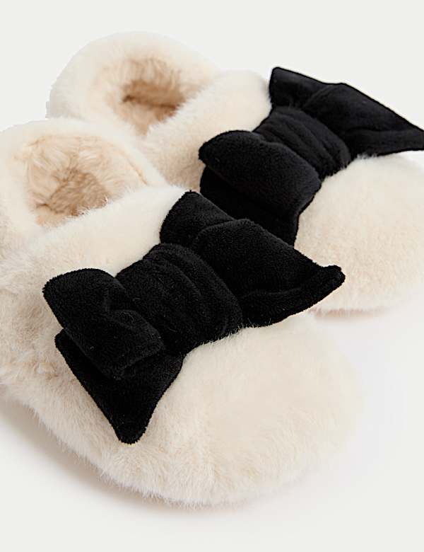 Kids' Bow Riptape Slippers (4 Small - 13 Small) - US