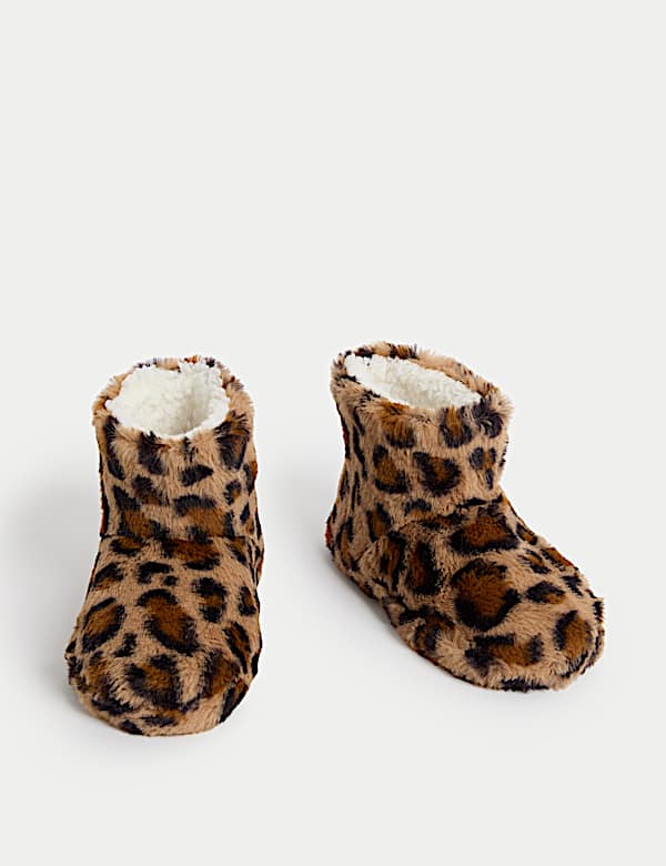 Kids' Leopard Print Slipper Boots (4 Small - 6 Large) - VN